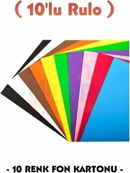 Renkli Fon Kartonu 50X70 Cm 10 Renk Karışık Paket Rulo Fon Kartonu