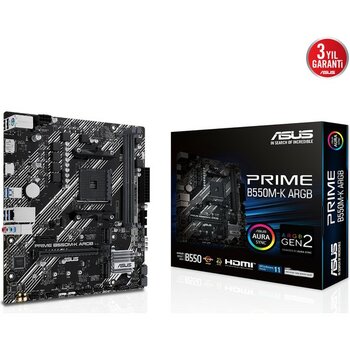 Asus Prıme B550M-K Argb B550 Ddr4 (Vga Yok) Glan Matx Hd Dp Us3 M2 Am4 Amd Anakart