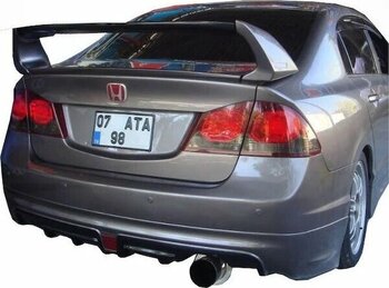 Honda Civic Uyumlu Fd6 2006-2011 Mugen Rr Tek Çıkış Arka Tampon Eki - Difüzör Plastik
