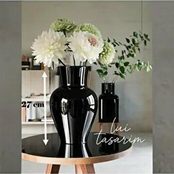 Siyah Karaf Dekoratif Cam Vazo 27 cm