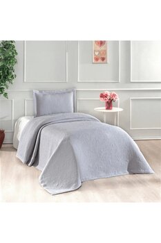 Solinas Collection Soldi Fiori Gri Polyester Düz 180 x 250 cm Tek Kişilik Yatak Örtüsü