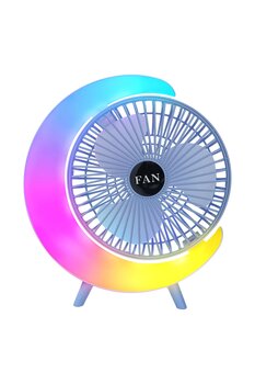 Wexta Masaüstü Ev Ofis Soğutucu Pervane Fan Taşınabilir Şarjlı Ev Ofis Vantilatör Rgb'li Döner Başlıklı