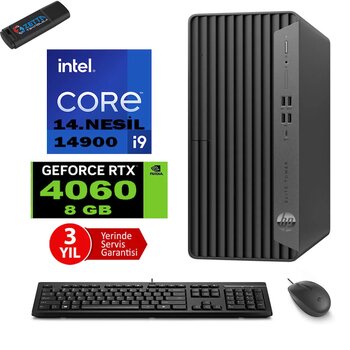 Hp Elite Tower 800 G9 Intel Core I9 14900 64gb Ddr5 4tb Ssd M.2 Nvme Geforce Rtx4060 8gb Windows 11 Pro Masaüstü Bilgisayar 999z7et15 + Zetta Flash Bellek