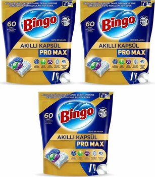 Bingo Akıllı Kapsül Pro Max Bulaşık Makinesi Tableti 60'lı x 3 Adet (180 Kapsül)