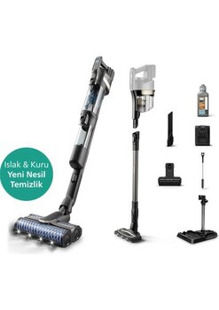 Philips9000 Serisi AquaTrio Kablosuz Dikey Süpürge, Otomatik Temizleme ve Şarj İstasyonu​, AquaSpin Başlık, PowerCyclone Aqua, XW9463/11