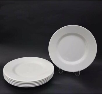 İstoç Türk 12 Adet Beyaz Melamin Büyükboy Servis Tabağı 25 Cm Sığ Tabak Günlük Kullanım Için Hesaplı Tabak