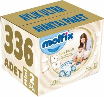 Molfix Pure&soft Bebek Bezi 2 Numara Mini Aylık Fırsat Avantaj Paketi 336 Adet 3'lü