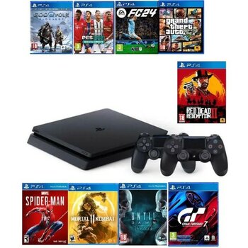 Sony PS4 Slim 500 GB Kapasiteli Oyun Konsolu 10 Oyun ve 2 Kol ile Resmi Distribütör Garantili