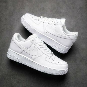 Nike Air Force 1 '07 Unisex Beyaz - Siyah Sneaker All White | Black - Klasik Deri Spor Ayakkabı - 36