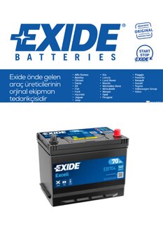 EXIDE 70 AH (AMPER) AKÜ EXCELL 540CCA DÜZ D26 TIRNAKLI B9 (TİP2) (270x173x222) KOREAN