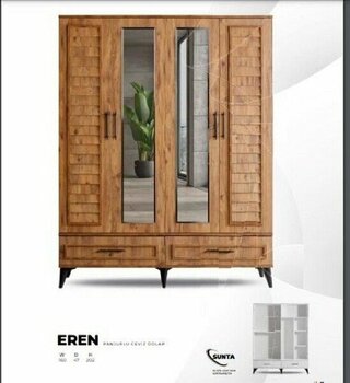 Aydınev Panjur Ceviz 4 Kapılı Dolap