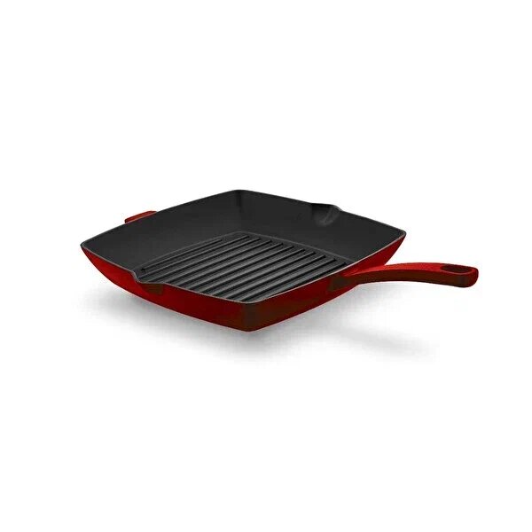 Korkmaz Casta Kırmızı 30x30 cm Grill Döküm Tava