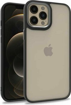 Gpack Apple iPhone 12 Pro Max Flora Sert Silikon Arkası Cam Şeffaf  Siyah