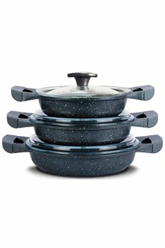 ThermoAD 6 Parça Granit Döküm Sahan Seti 3'lü Granit Tava Seti