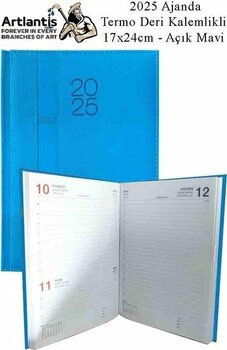 2025 Ajanda Ciltli Dermo Kapak 1 Adet 17x24 Cm Ajanda 2025 Çizgili Ajanda Günlük Planlayıcı Termo Kapak 7017 Ofis Okul Açık Mavi