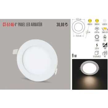 Cata Ct-5146 9 Watt Slim Led Panel Alüminyum - Beyaz Işık