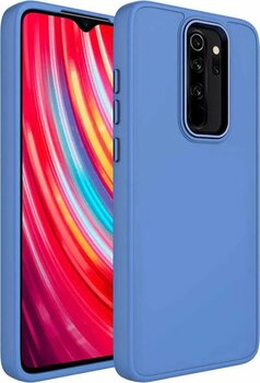 Xiaomi Redmi Note 8 Pro Uyumlu Kılıf Metal Çerçeve Ve Buton Tasarımlı Silikon Zore Luna Kapak Lavendery Gray