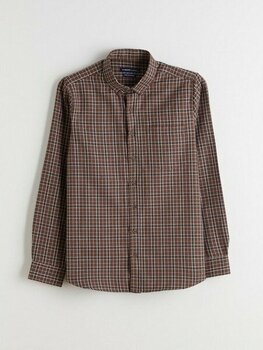 Lc Waikiki Yeni Sezon Regular Fit Uzun Kollu Ekose Gabardin Erkek Gömlek - Kahverengi - 2XL