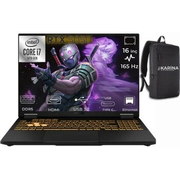 Asus Tuf Gaming F16 I7-14650HX FX608JHR-RV052-61 96GB 512GB RTX5050 8gb W11PRO 16" Wuxga Gaming Laptop - 512 GB - 96 GB