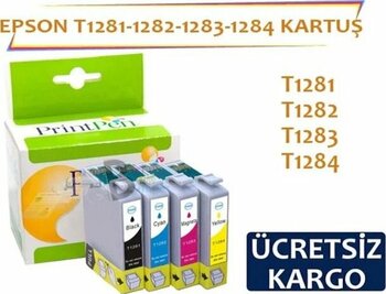 Prıntpen Epson T1281 T1282 T1283 T1284 Uyumlu Kartuş Seti