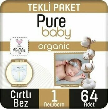 Pure Baby Organik Bebek Bezi 1 Numara Yenidogan 64 Adet