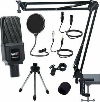 Midex GM-PRO-ST Siyah Kablolu XLR, 3.5 mm Jak Stüdyo Kayıt Mikrofon Seti
