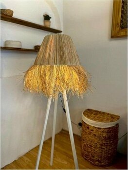 Maison Avf Bohem Hasır Rafya Lambader (Tripod Ayak Beyaz) - Beyaz