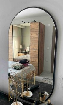 NİSAN DEKOR Dekoratif Oval Ayna Siyah Kenarlı 92x51cm