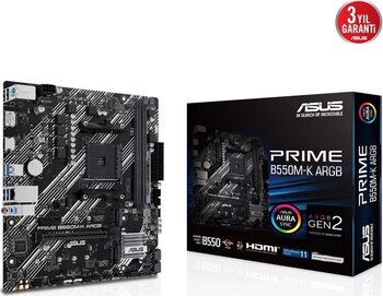 ASUS PRIME B550M-K ARGB DDR4 M2 PCIe NVME HDMI DVI PCIe 16X v4.0 AM4 mATX