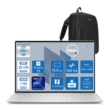 Dell Xps 13 9350 Intel Core Ultra 7 258V 32GB 1tb SSD Windows 11 Home 13.4" Fhd+ (1920 x 1200) 120HZ Taşınabilir Bilgisayar XPS935025011200WH03 + Zetta Çanta