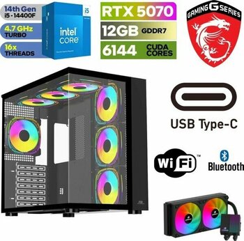 MSI Msı-Şafak-Gaming Pc-Rtx 5070 12GB– Intel I5 14400F– B760MSİ-32GB-64GB Ddr5 Ram-1tb M.2 Ssd-Sıvı Sogutmalı - Windows 11 Pro Masaüstü Bilgisayar