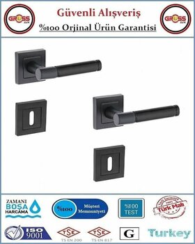 Parçalı Rozetli Oda Kapı Kolu - Mat Siyah - 1 Takım Ön Ve Arka