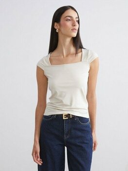 Lc Waikiki Yeni Sezon Kare Yaka Bluz - Bej - M