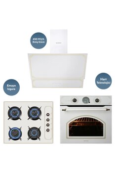 KUMTEL Rustik Bej Cam Ankastre Set