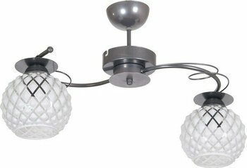 Fer Avize Yankı Modern Dekoratif Gri Renk Beyaz Kabartma Camlı Salon - Mutfak - Yatak Odası 2 Li Avize