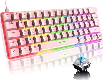 Sarftech T60 Blue Switch Pembe Kablolu Mekanik Oyuncu Klavyesi