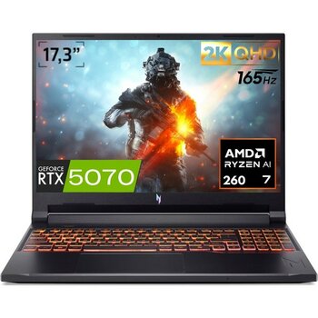Acer Nitro V 17 Aı Amd Ryzen 7-260 32GB Ram 2tb SSD 8gb RTX5070 17.3" 2k Qhd 165Hz WIN11 Pro Gaming Laptop NH.QZKEY.001 - 2 TB - 32 GB