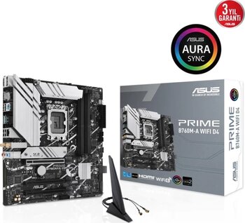 ASUS Prime B760m-a Wıfı D4 Intel B760 Soket 1700 Ddr4 5333(oc)mhz Matx Gaming (oyuncu) Anakart