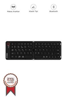 Torima Siyah Kablosuz Katlanabilir Şarjlı Taşınabilir Mini Bluetooth Klavye