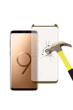 Smart Tech Samsung Galaxy S9 Plus Tam Kaplayan Kavisli Cam ekran Koruyucu Gold