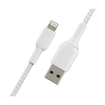 Örgülü Lightning Kablosu (Hızlı Şarj Lightning - USB Kablosu) Mfi Sertifikalı Şarj Kablosu, Örgülü Lightning Kablosu (3m, Beyaz)