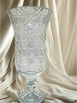 Ayz Home Safir Büyük Boy Kesme Kristal Cam Ayaklı Şeffaf Cam Vazo