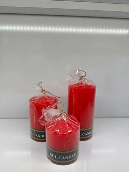Gül Mum 3 LÜ KIRMIZI SİLİNDİR MUM ÇAP 7 CM BOYLARI 7 / 10 / 15 CM