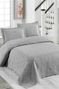 Örtüm Sarmaşık Gri %100 Polyester Düz 250 x 260 cm Tek Kişilik Yatak Örtüsü