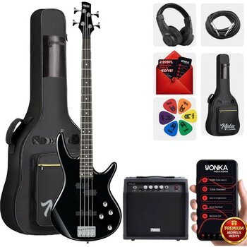 Midex MBG-400BK-20AMP 4 Telli Bas Gitar ve 20W Amfi Gigbag Kulaklık Full Set