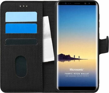 Microsonic Samsung Galaxy Note 8 Kılıf Fabric Book Wallet Siyah