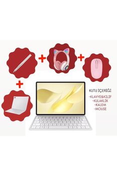 Huawei Matepad 2025 12X 12Gb 256Gb 12inch Tablet-Beyaz+Kendinden standlı kılıf+kalem+kulaklık+mouse