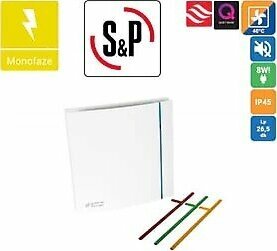 Silent Design Banyo Wc Fanı 100'Lük Sessiz Soler&Palau Silent 100 Cz Design Havalandırma Fanı Çok Renkli Değişen Renkli Sp Soler Palau