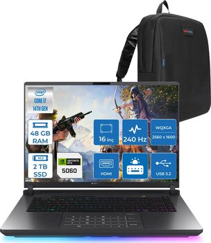 Asus Rog Strix G16 G615JMR-S5049 Intel® Core™ I7 14650HX 48GB 2tb SSD 8GB/RTX5060 Gddr7 115W 16 Inç 2,5k (2560 x 1600, Wqxga) 240Hz 3ms Freedos Gaming Laptop WS5049F21+ZETTAÇANTA