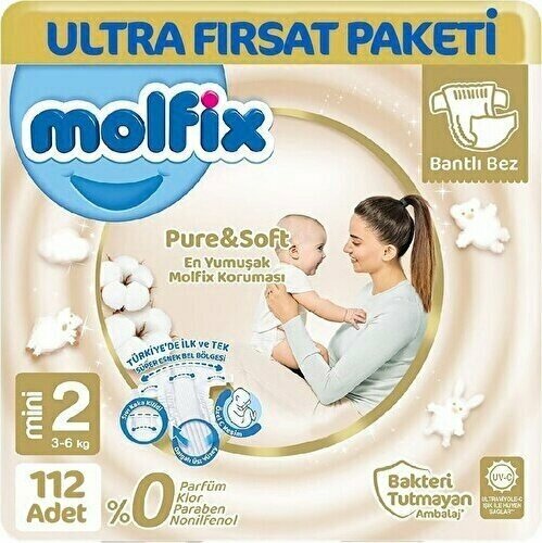 Molfix Pure Soft Ultra Avantaj Bebek Bezi 2 Beden 112 Adet
